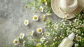 Bottle of Lotion on Field of Daisies Royalty Free Stock Photo