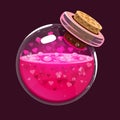 Bottle of love. Game icon of magic elixir. Interface for rpg or match3 game. Love. Big variant.