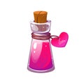 A bottle of love potion. A pink potion in a glass jar.The symbol of Valentine\'s Day.