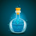 Bottle of magic elixir with energy symbol Royalty Free Stock Photo