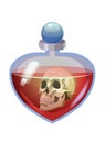 Bottle magic potion with scull. Game icon asset, glass, liquid elixir, poisine, flask, Vector illustration cartoon for Royalty Free Stock Photo