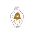 Bottle with magic potion vector illustration. Royalty Free Stock Photo