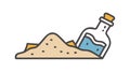 Bottle Mail Sand Beach Castaway Icon, vector design Generative AI Royalty Free Stock Photo