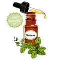 Bottle of Marjoram essential oil with dropper.