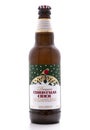 Bottle of Marks and Spencer Devon Christmas Cider made by Sandford Orchards Royalty Free Stock Photo