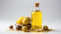bottle of marula oil on plain white ai generated Royalty Free Stock Photo