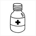 Bottle with medicaments doodle vector illustration isolated on white Royalty Free Stock Photo