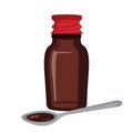 Bottle of medicine syrup and a spoon Royalty Free Stock Photo