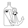 Bottle with message and anchor nautical icon Royalty Free Stock Photo