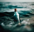 Bottle with a message in the sea Royalty Free Stock Photo