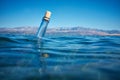 Bottle with a message in water Royalty Free Stock Photo