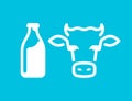 Bottle of milk and cow`s head icons