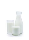 bottle milk and glass isolated on white background Royalty Free Stock Photo