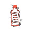 Bottle milk icon in comic style. Flask cartoon vector illustration on white isolated background. Drink container splash effect Royalty Free Stock Photo