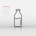 Bottle milk icon in flat style. Flask vector illustration on white isolated background. Drink container business concept Royalty Free Stock Photo