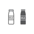 Bottle of milk line and glyph icon, drink and food Royalty Free Stock Photo