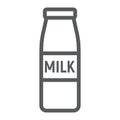 Bottle of milk line icon, drink and food Royalty Free Stock Photo
