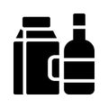 Bottle milk pack glyph vector icon Royalty Free Stock Photo