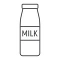 Bottle of milk thin line icon, drink and food Royalty Free Stock Photo