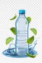 Bottle and mint. Isolated vector