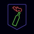 Bottle of molotov cocktail with neon effect on dark background Royalty Free Stock Photo