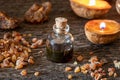 A bottle of myrrh essential oil and resin Royalty Free Stock Photo