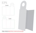 Bottle Neck Hanger Template, Three Fold Hanger, white, clear,  blank, isolated mock up isolated on white Royalty Free Stock Photo