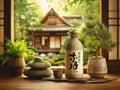 bottle of Nihonshu Japanese sake Royalty Free Stock Photo