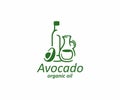 Bottle with oil and fresh avocado half logo design