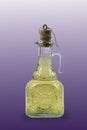 Bottle of oil of sunflower, olive, cotton, corn or soybean isolated on purple gradient background Royalty Free Stock Photo