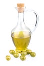 Bottle of olive oil with berries isolated Royalty Free Stock Photo