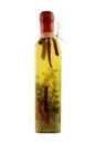 Bottle of olive oil with herbs Royalty Free Stock Photo