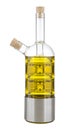 Bottle of olive oil with two necks and cork stoppers