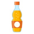 Bottle with orange water in cartoon flat style on white, stock vector illustration