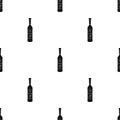 Bottle of ouzo icon in black style isolated on white background. Greece pattern.
