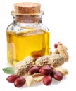 Bottle of peanut oil with nuts Royalty Free Stock Photo