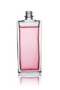 Bottle of perfume and cologne of pink color isolated on a white background Royalty Free Stock Photo