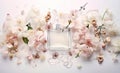 Bottle of perfume with flowers on white background. Generative Ai Royalty Free Stock Photo