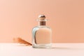 Bottle of perfume. Glass perfume bottle minimal beauty product packaging.
