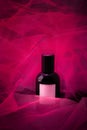 A bottle of perfume in velvet drape Royalty Free Stock Photo