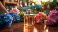 Bottle of Perfume on Wooden Table Royalty Free Stock Photo