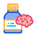 Bottle Pills Brain Icon Vector Outline Illustration