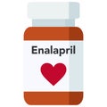 Bottle of pills, Enalapril is a medication used to treat high blood pressure, diabetic kidney disease, and heart failure.