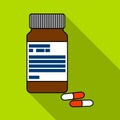 Bottle with pills of insulin.Pills for diabetes.Medications diabetic.Diabetes single icon in flat style vector symbol