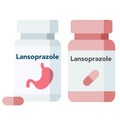 Bottle of pills, lansoprazole is a medication which inhibits the stomach`s production of gastric acid. Royalty Free Stock Photo