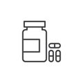 Bottle of pills line icon, outline vector sign, linear style pictogram isolated on white