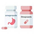 Bottle of pills, omeprazole is a medication used in the treatment of gastroesophageal reflux disease.