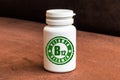 Bottle of pills with vitamin B12 Royalty Free Stock Photo