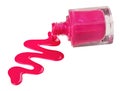 Bottle of pink nail polish with enamel drop