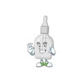 Bottle with pipette mascot cartoon design make a call gesture